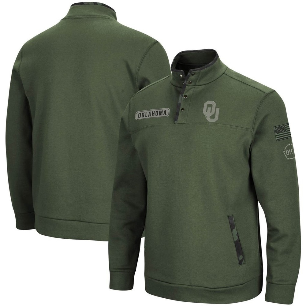 Wisconsin Badgers Colosseum OHT Military Inspired Digit Quarter Snap Jacket M